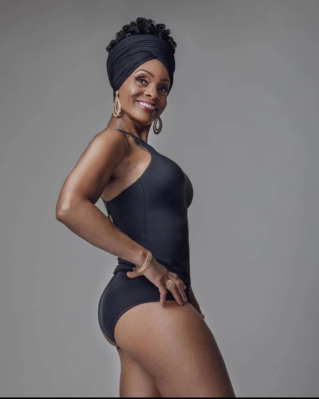 Woman in swimsuit side profile